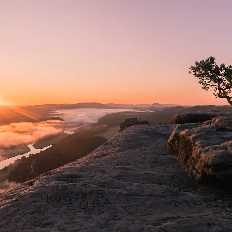 Blick vom Lilienstein ins Elbtal