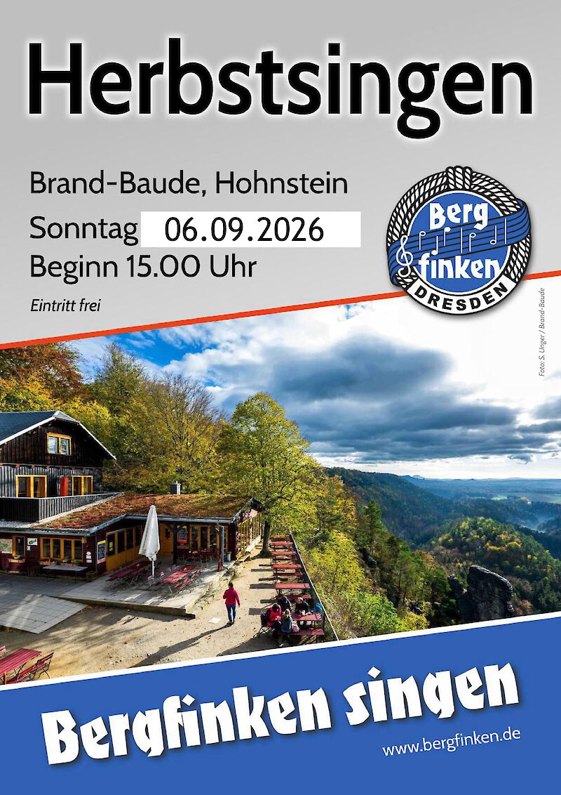 3. Chorkonzert: am 6. September 2026 singen die Bergfinken